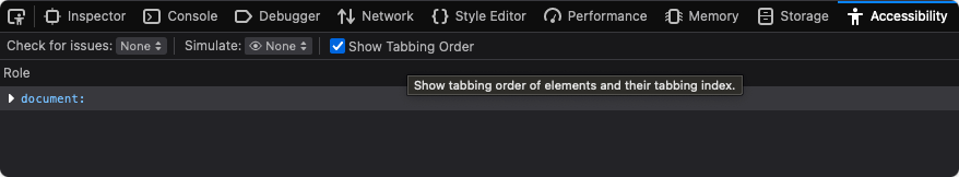 Firefox’s tool for visually checking the tabbing order.