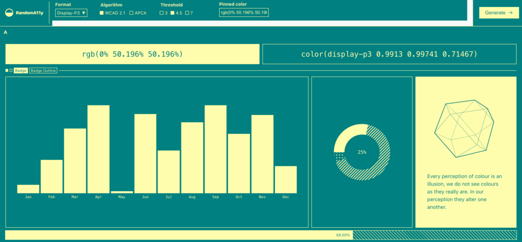 Example of a generated colour combination by RandomA11y